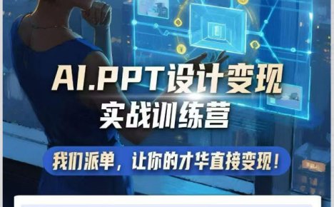 AI+PPT设计变现实战训练营，我们派单，让你的才华直接变现，三大核心模块带你构建Al设计x派单变现的完整闭环