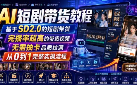 AI短剧带货教程，基于SD2.0的短剧带货，完播率超高的带货视频，无需抽卡品质拉满，从0到1完整实操流程