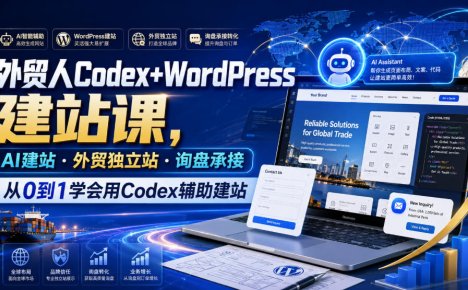 外贸人Codex+WordPress建站课，AI建站·外贸独立站·询盘承接，从0到1学会用Codex辅助建站(更新0810)