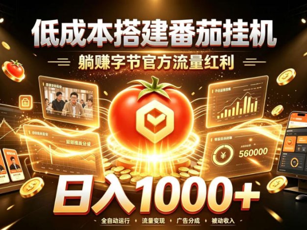 低成本搭建番茄挂G，躺賺字节官方流量红利，日入1k+，全程傻瓜式落地【揭秘】